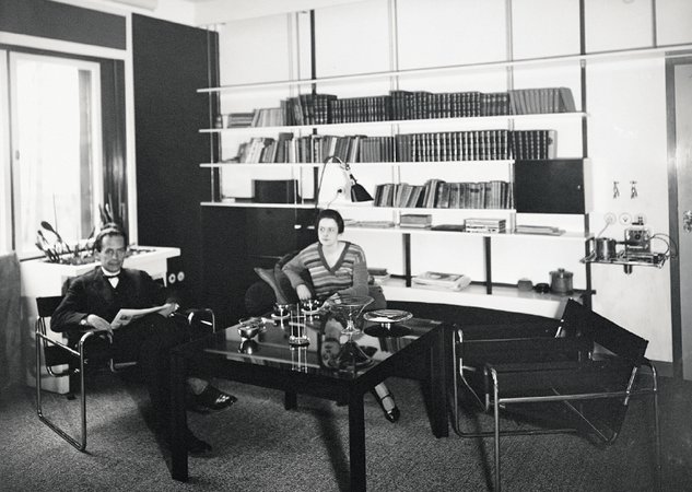 Ise and Walter Gropius in their Bauhaus apartment, 1927; with B3 Wassily chairs