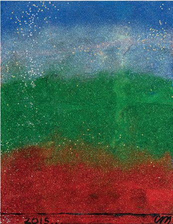 Chris Martin, Red, Green, Blue, Glitter Landscape, 2015