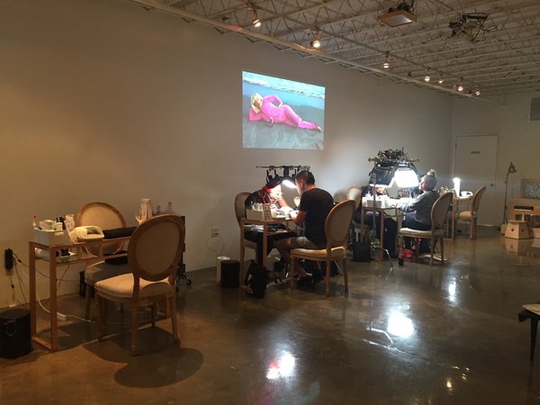 Vanity Projects nail salon with Daata editions video by chloe wise in background