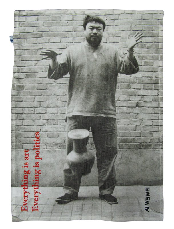 Ai Weiwei's Dropping a Han Dynasty Urn Tea Towel is available on Artspace for $50