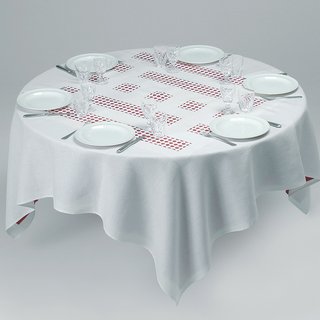 Daniel Buren, Unique Tablecloth with Laser-Cut Lace (Object to Be Situated on Table)