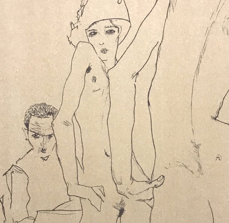 view:22157 - Egon Schiele, Schiele Drawing a Nude Model Before a Mirror - 