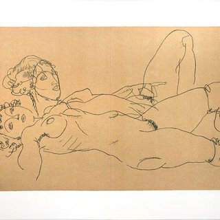 Egon Schiele, Two Reclining Nude Girls