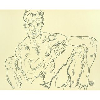 Egon Schiele, Crouching Male Nude (Self-Portrait) After Egon Schiele