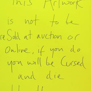 Jeremy Deller, This artwork is not to be re-sold at auction or online, if you you will be cursed and die horribly.