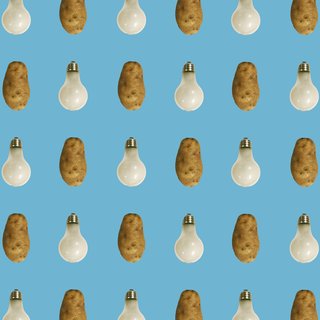 John Baldessari, (Potato/Lightbulb - Blue) Wallpaper