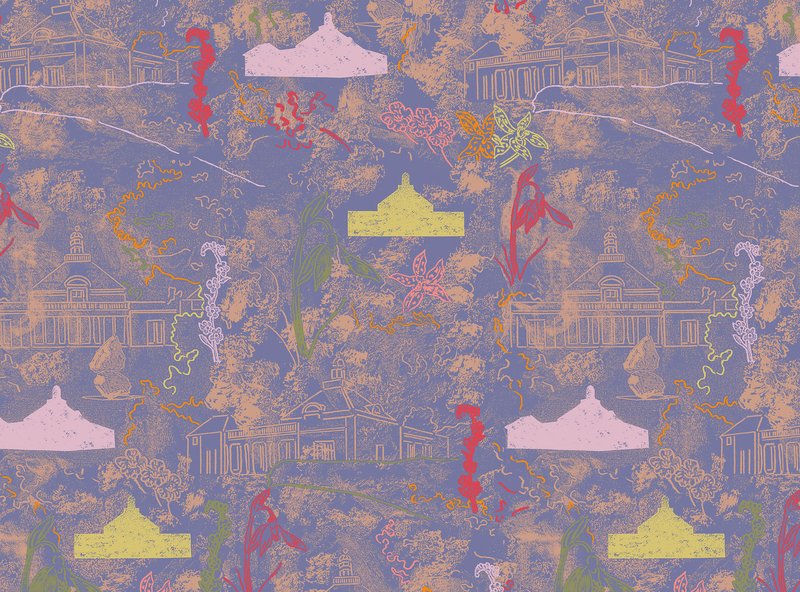 Marc Camille Chaimowicz's Pavilion wallpaper of the Maharam Serpentine Galleries Wallpaper collection