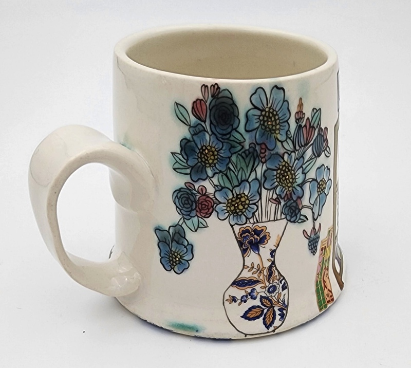 view:78788 - Melanie Sherman, Cup with Interior II (Hand-Painted, Gold Luster, Stereo, Chair, Flowers) - 