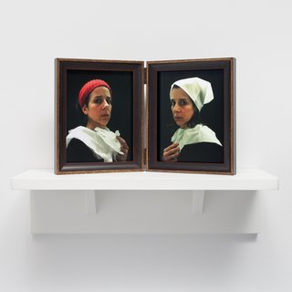 Nina Katchadourian, Lavatory Portraits in the Flemish Style #20 and #21
