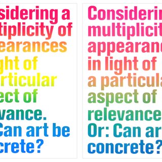 Olaf Nicolai, Considering a Multiplicity of Appearances in Light of a particular Apsect of Relevance, Or: Can Art be concrete ?