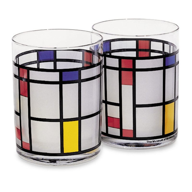 Set of 4 Tumblers, Composition in Red, Blue and Yellow by Piet Mondrian is available on Ar