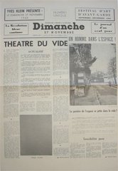 Dimanche, le journal d'un seul jour-November 27, 1960, Paris: Festival d'Art d'Avantgarde, by Yves Klein