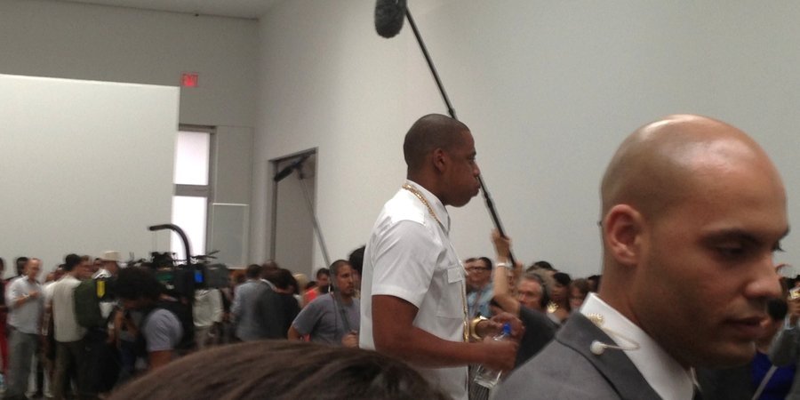 Jay-Z between takes at Pace Gallery for his new video "Picasso Baby," presented by Salon 94.