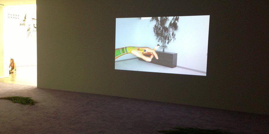 A video in Helen Marten's first U.S. museum exhibition, at CCS Bard.