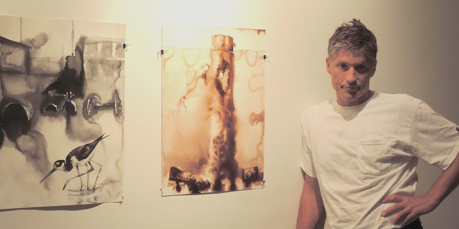 Alexis Rockman with new drawings for his upcoming show at Sperone Westwater