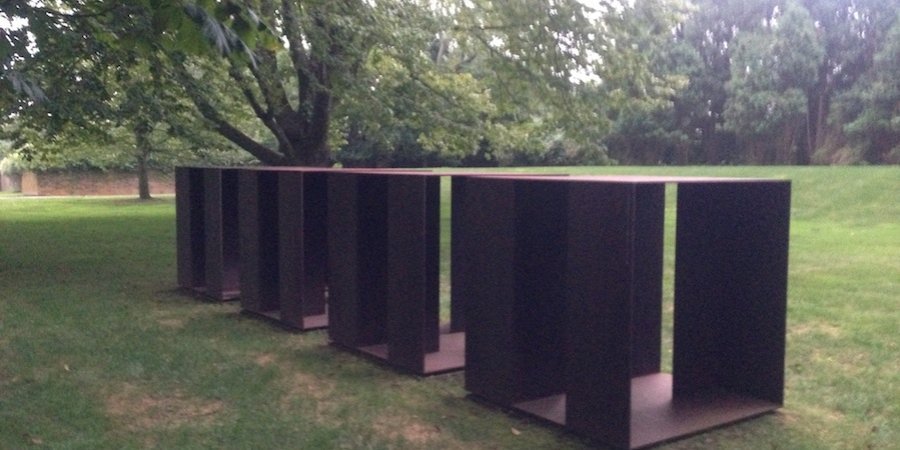 A Donald Judd sculpture also on the lawn