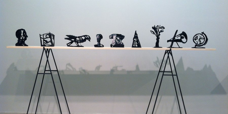 The tableux of Kentridge's "Rebus" series of bronze sculptures that all contain optical illusions..