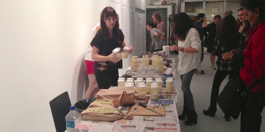 PopSoda's butter-aerobics class, "Feel the Churn!" at the Rauschenberg Project Space