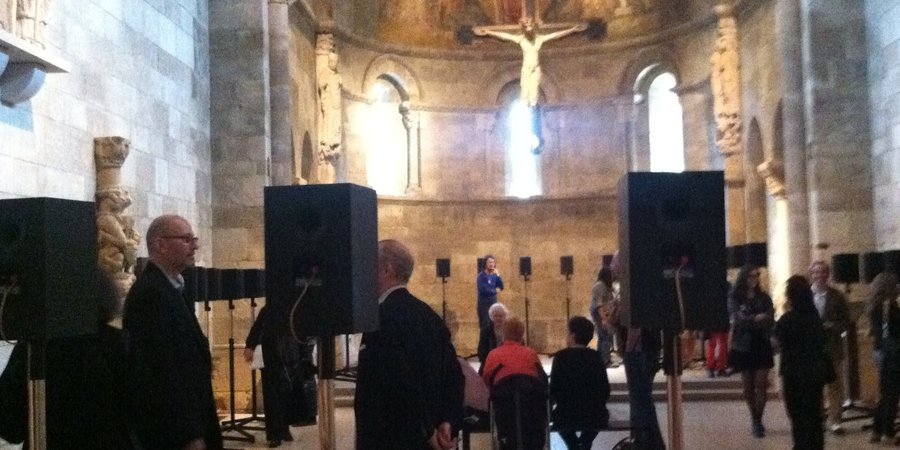 Janet Cardiff's <em>Forty-Part Motet</em> (2001) at the Cloisters.