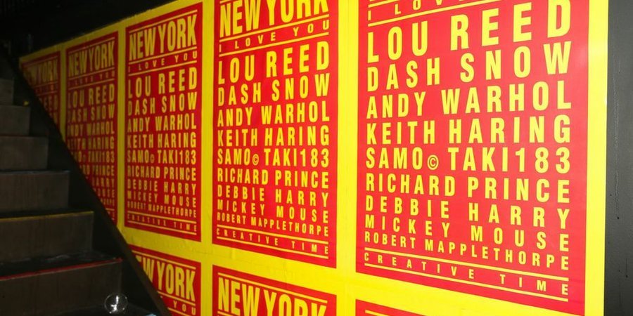 Andre Saraiva's "New York I Love You" posters at the Creative Time party, photo by David X. Prutting at BFA