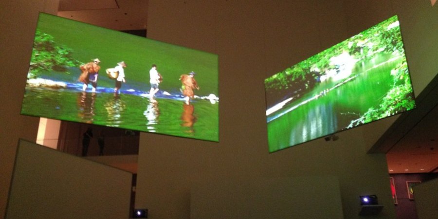 The opening of Isaac Julien's "The Thousand Waves" in MoMA's atrium