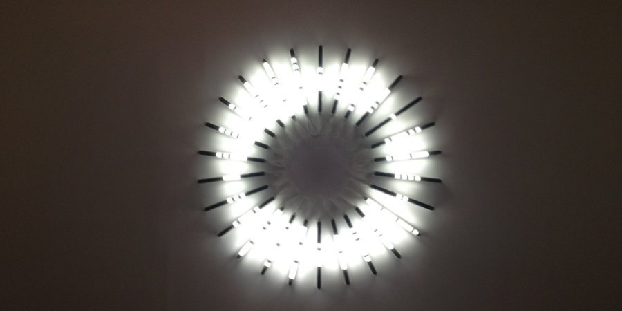 Brigitte Kowanz joined morse code and light in several works recently at Bryce Wolkowitz.