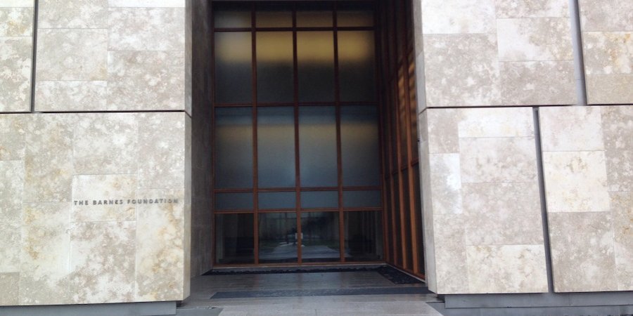 The entrance to the new Barnes Foundation building, designed by Tod Williams and Billie Tsien, who you may know from the beleaguered Folk Art Museum