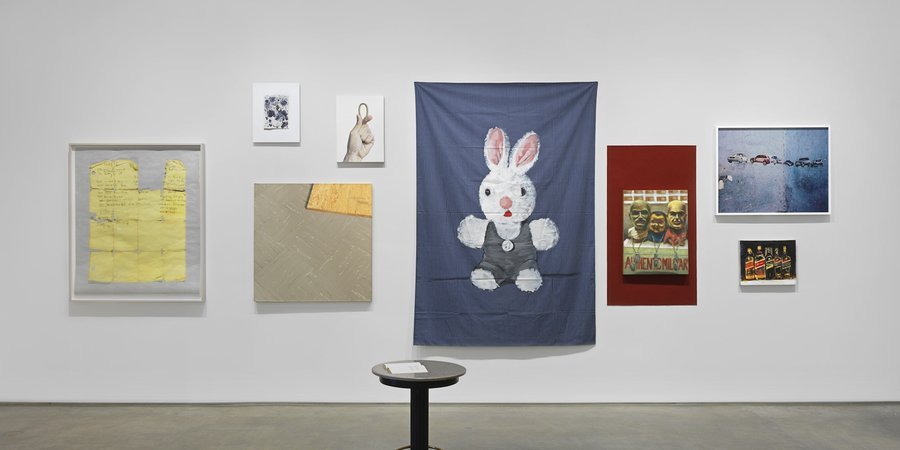 Another view, with Walter Robinson's bunny painting at dead center (Courtesy of the artist and Metro Pictures) 