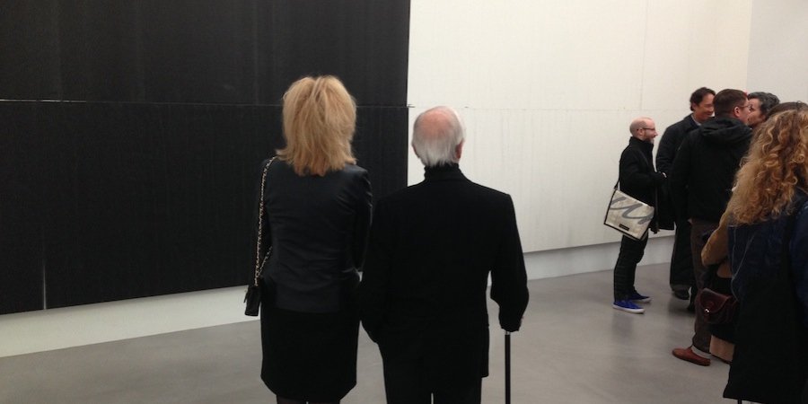Admirers at the opening of Wade Guyton's new show at Petzel