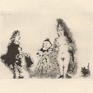 Pablo Picasso, Célestine et Fille, avec un chat et un Jeune Client