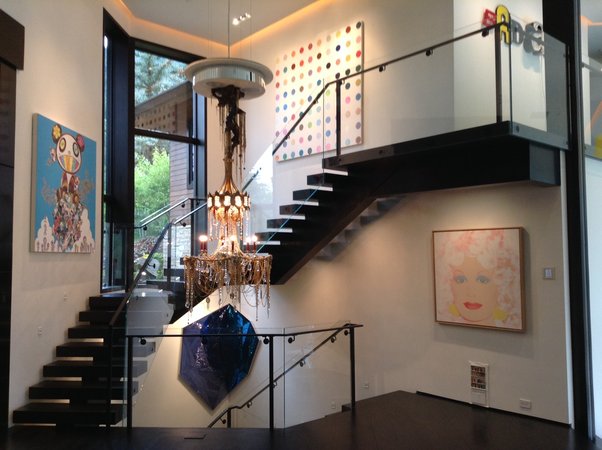 A view of the mid-level, with works by Hirst, Warhol, Murakami, DZINE, Todd Knopke,