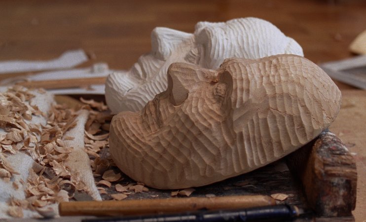 Yasuo Miichi's masks in his studio, Oskaka, Japan, photographed by Simon Starling