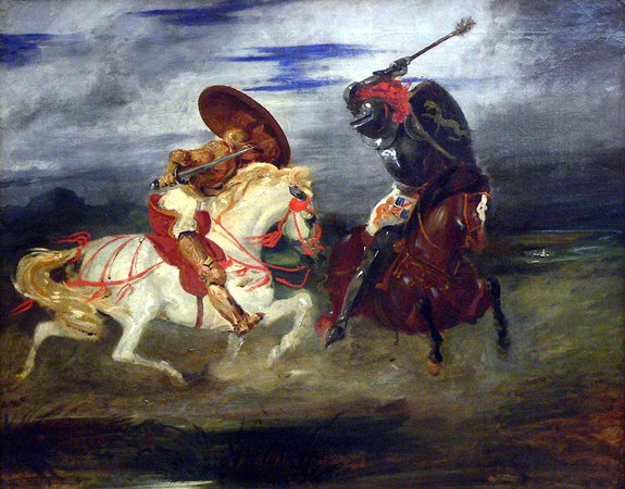 Eugene Delacroix, Combat de chevaliers dans la campagne, 1824
