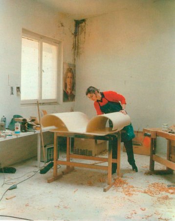 artist in her studio The artist in her studio in DÃ¼sseldorf with Meister Gerhard, c. 1983