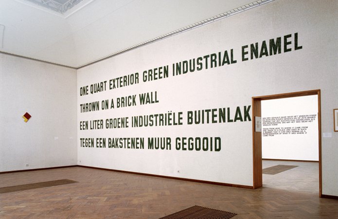 Lawrence Weiner, One Quart Exterior Industrial Enamel Thrown on a Brick Wall, 1968