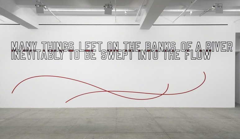Lawrence Weiner, MANY THINGS LEFT ON THE BANKS OF A RIVER INEVITABLY TO BE SWEPT INTO THE FLOW, 2014