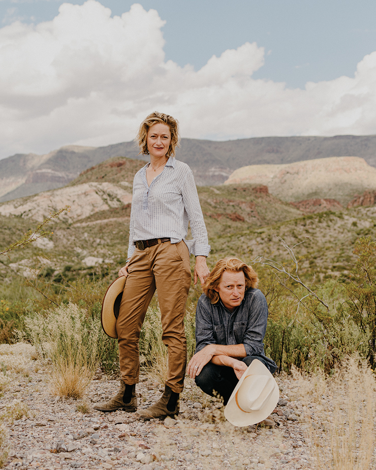 Rainer and Flavin Judd at Las Casas Ranch, a Judd Foundation property outside of Marfa, Te