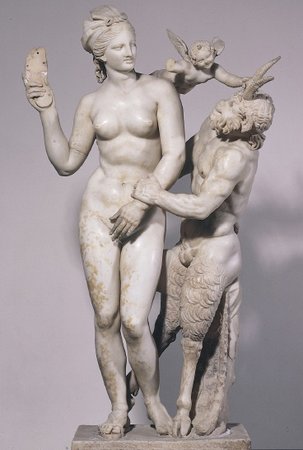 Aphrodite, Eros, and Pan c. 100 B.C., marble; Image courtesy of The National