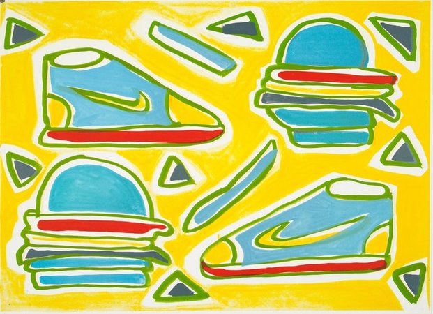 Katherine Bernhardt, Cheeseburger Deluxe, 2016, Lithograph Print, $5,700