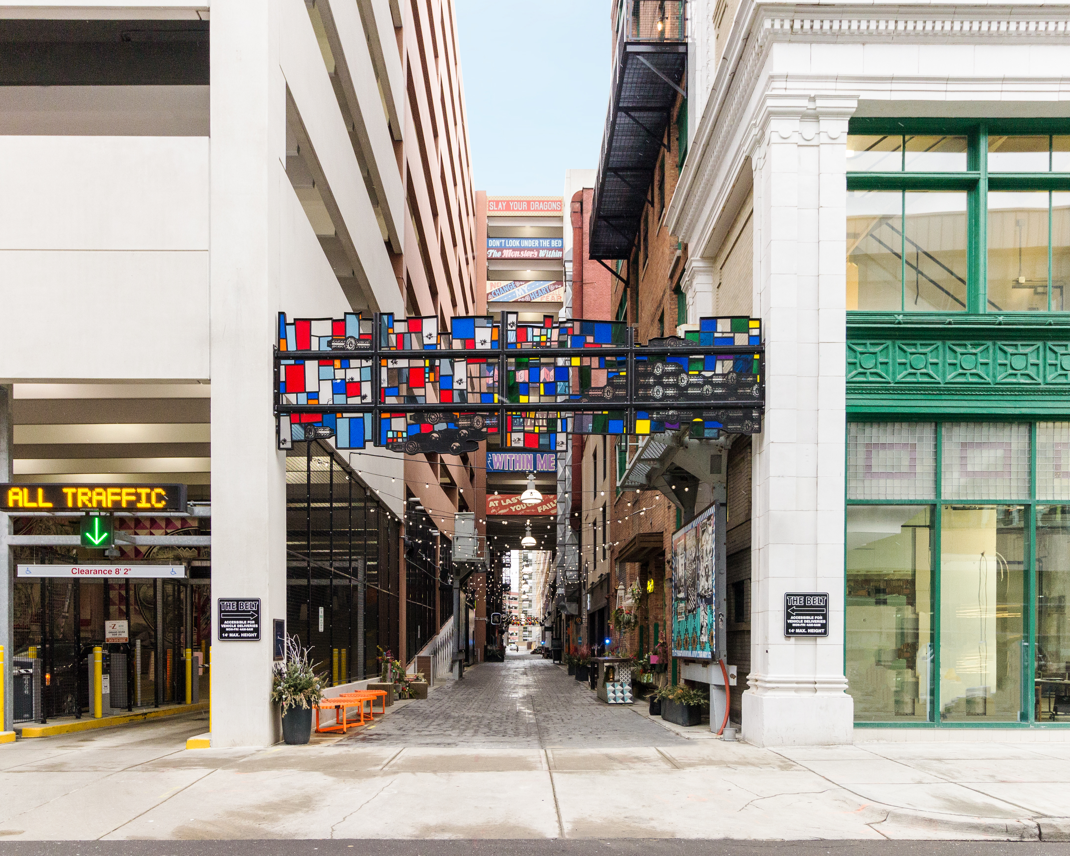 Tom Fruin's "Grand Rive Gate" in the Belt Alley. Photo: Alessandra Ferrara. Courtesy of Li