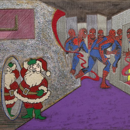 Nicolas Moufarrege's emrboidered paintings combine a vast array o