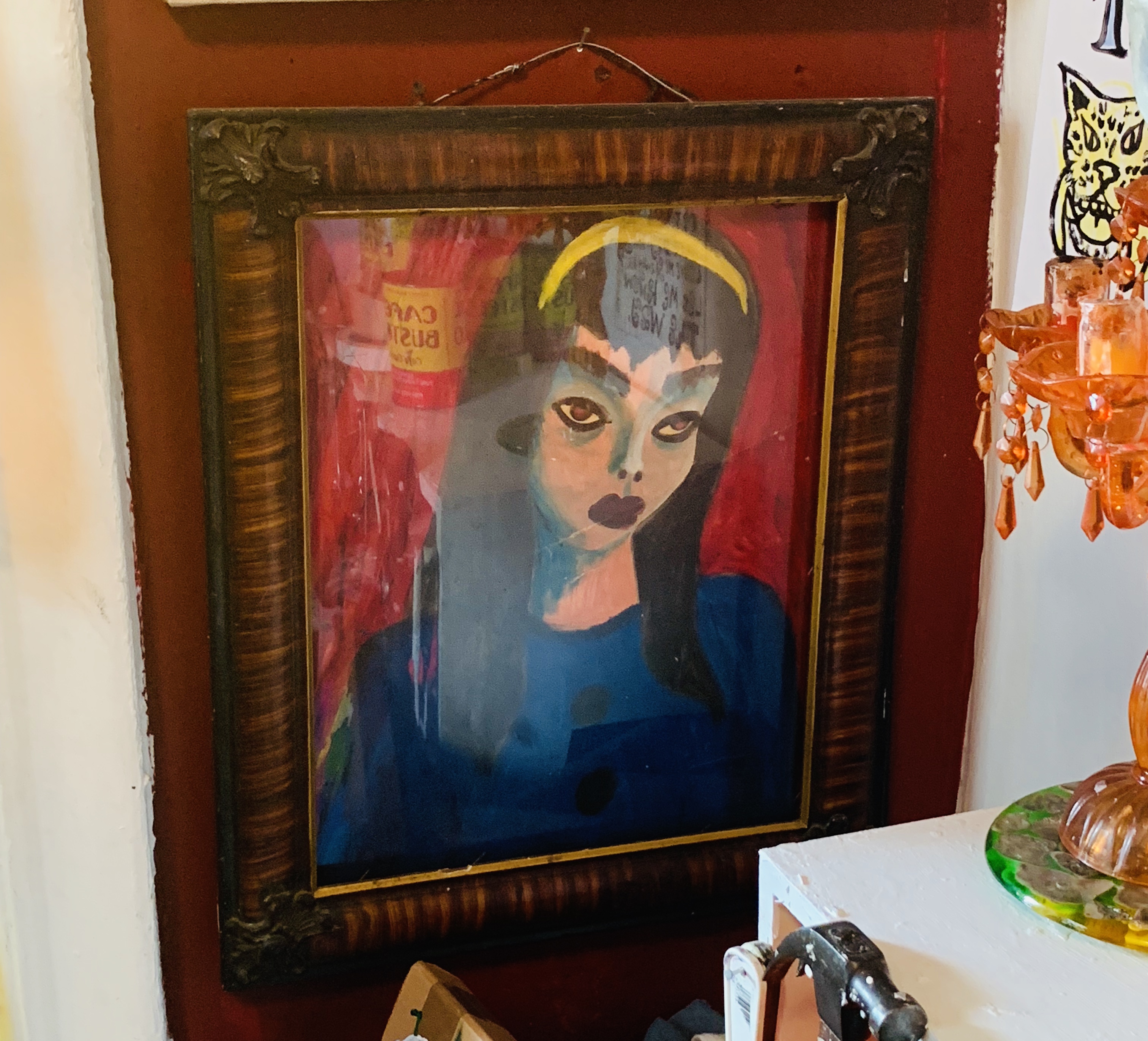 Tabboo!'s studio: painting by Cookie Mueller, made when she was a teenager, courtesy the a