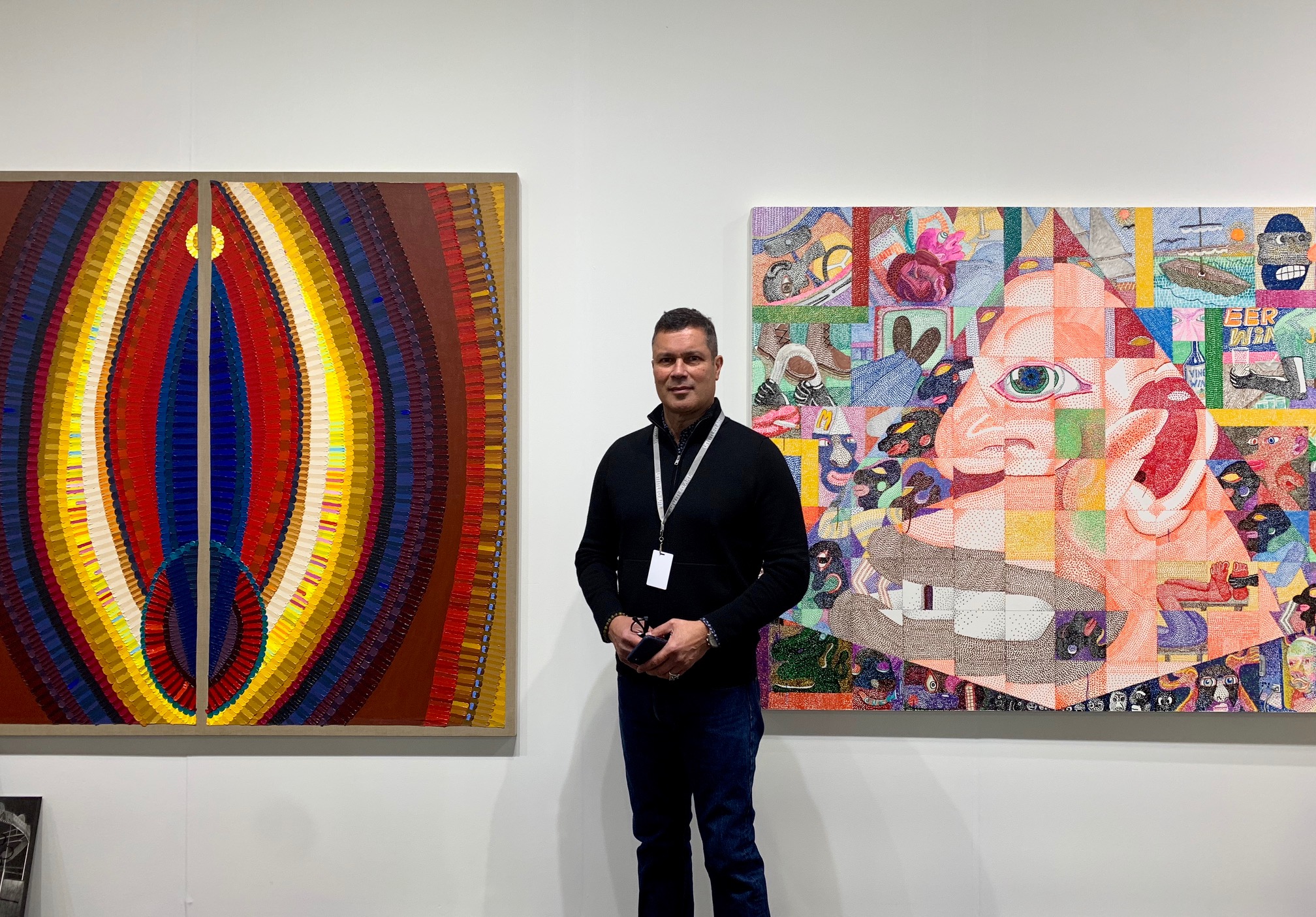 Dealer Luis De Jesus in his gallery's booth