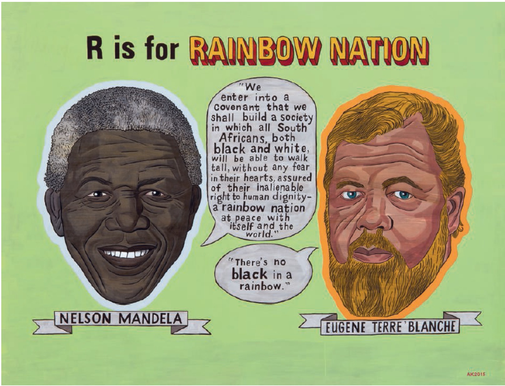 Anton Kannemeyer - R is for Rainbow Nation from the series ‘Alphabet of Democracy’,