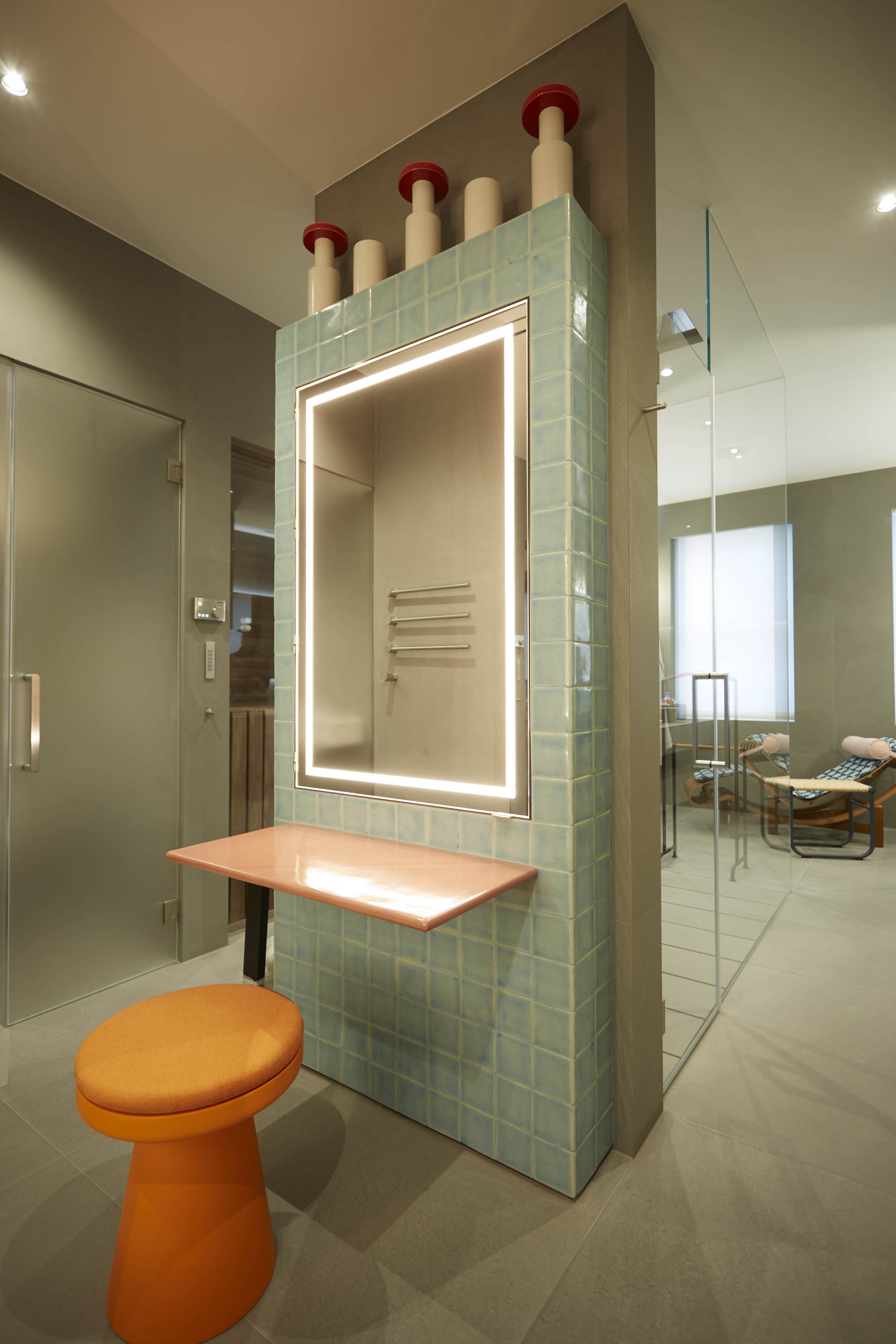 Valeria Napoleone's bathroom with her Nathalie Du Pasquier vanity cabinet