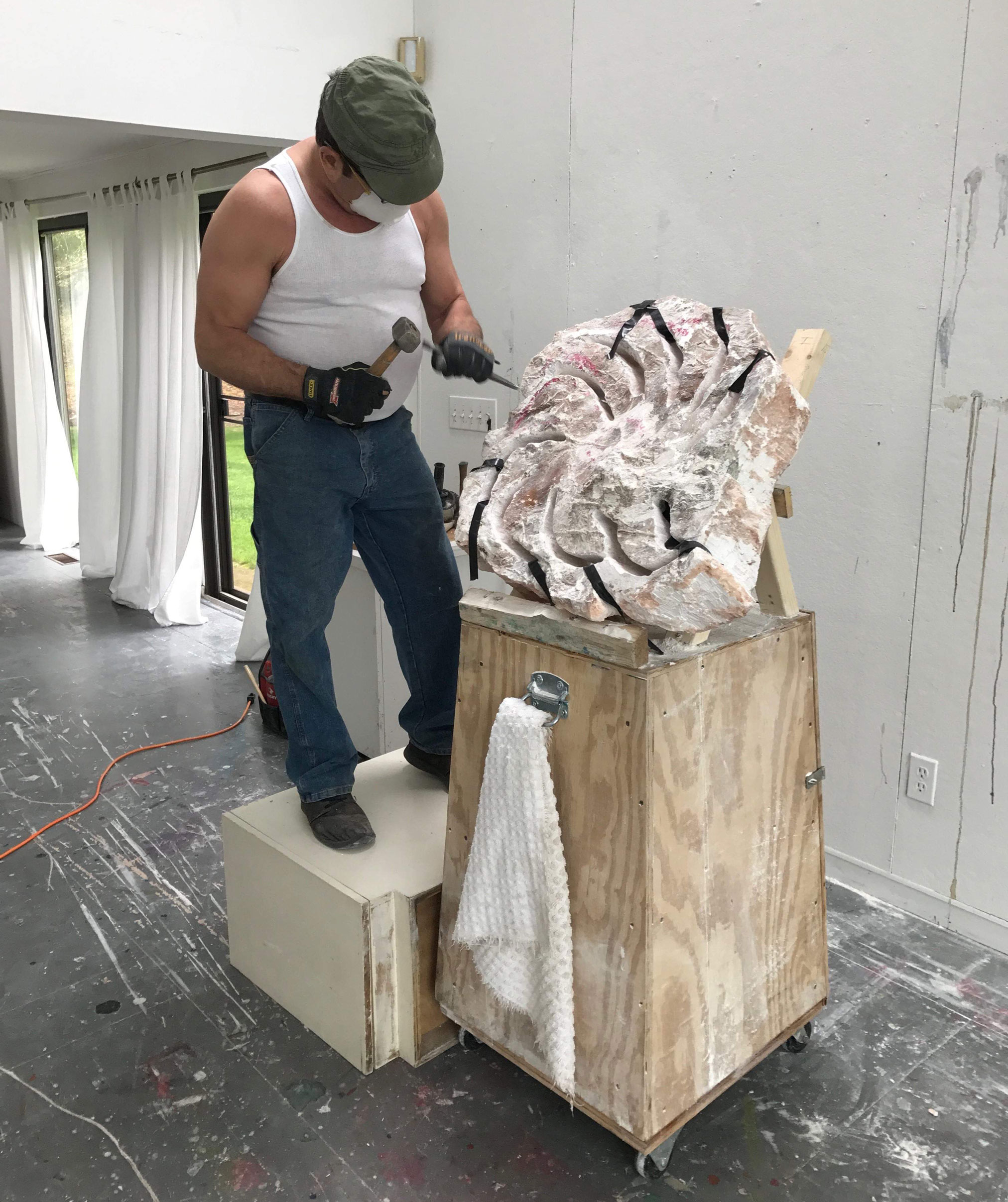 Jerry The Marble Faun at work in his studio - photo by Ted O'Ryan Sheppard