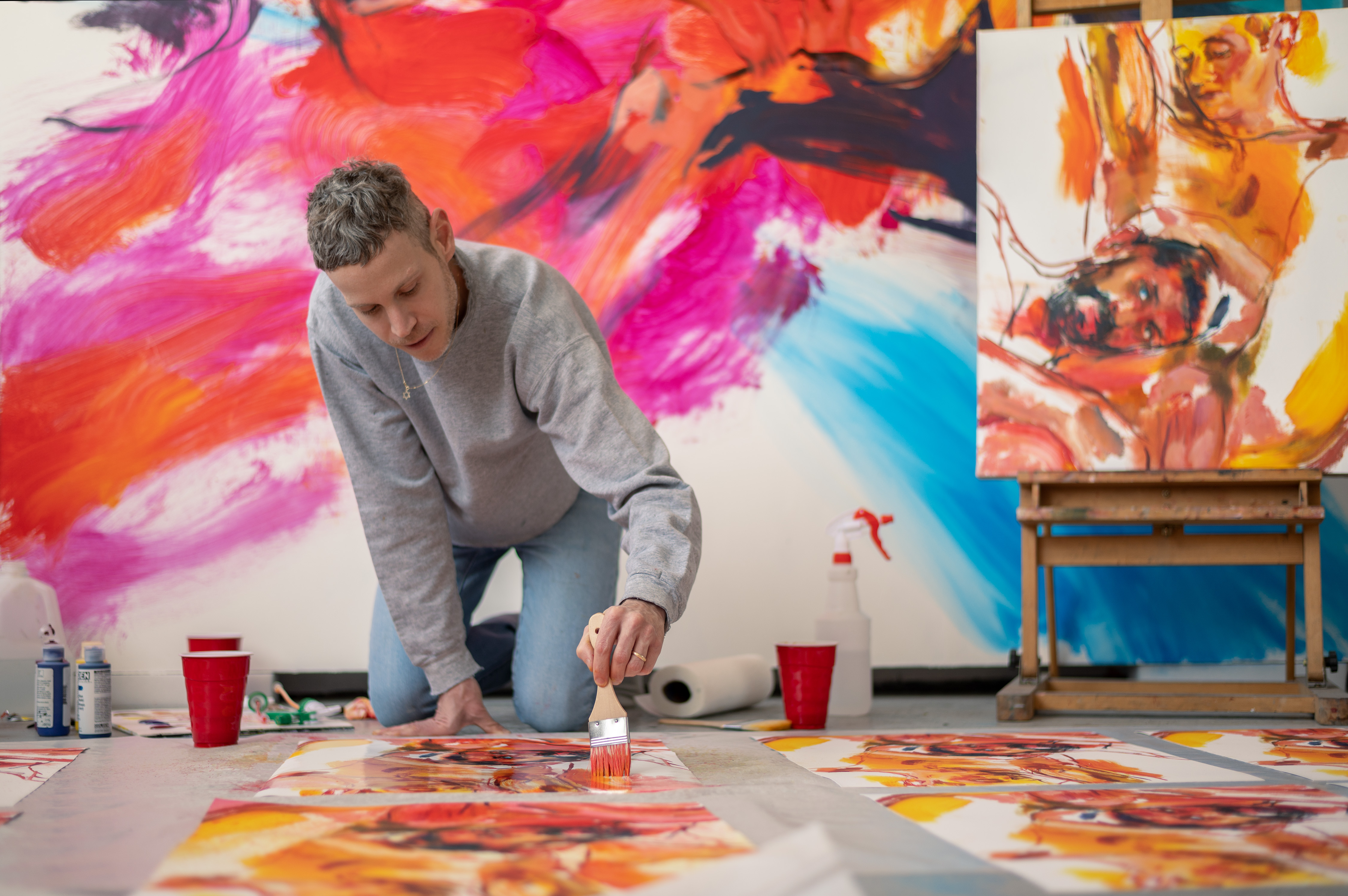 Doron Langberg, working on Oren and Bennet editions in his Brooklyn studio,