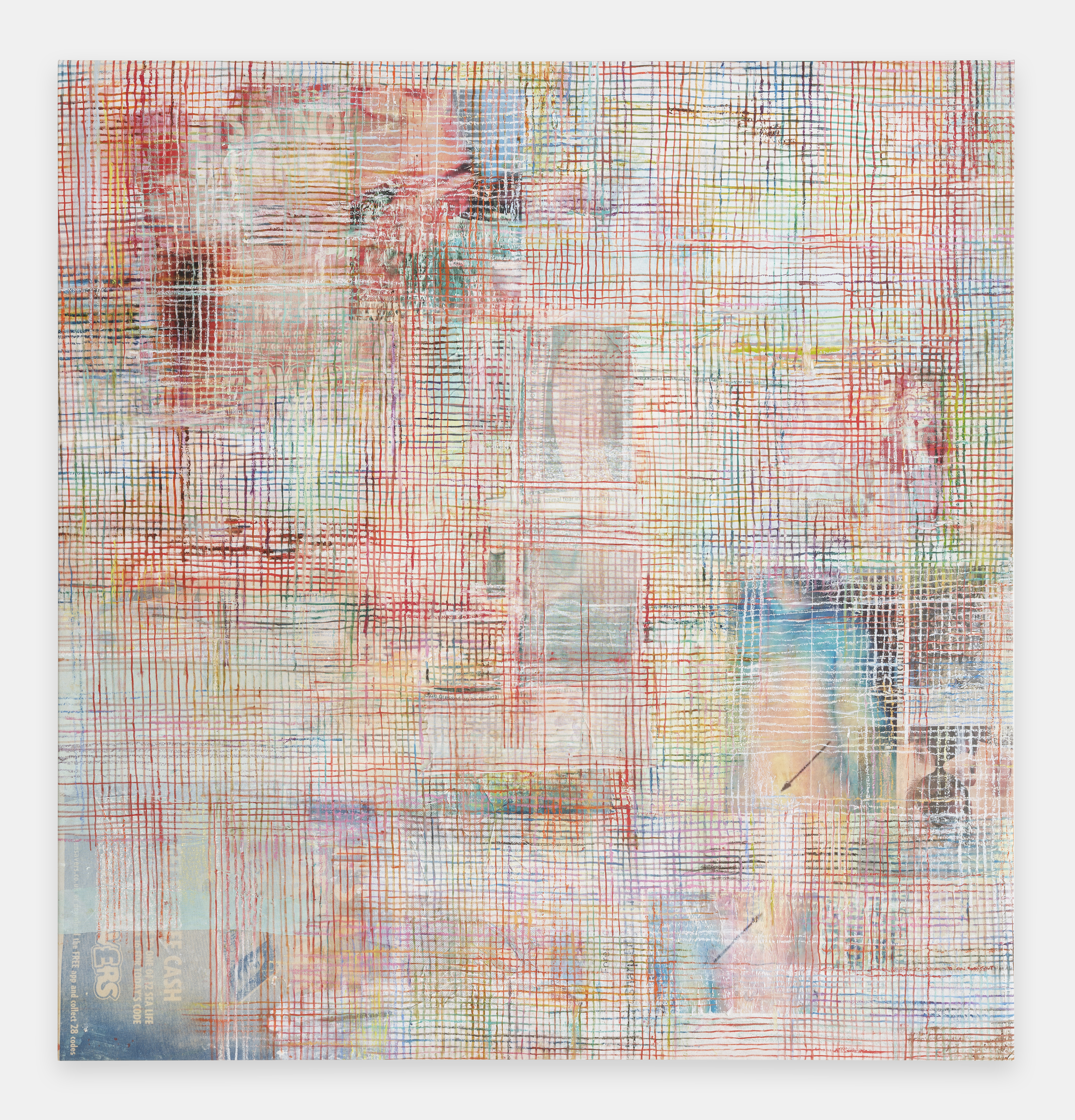 Mandy El-Sayegh, Net-Grid (Lucky Fiver), 2021. Oil and mixed media on linen