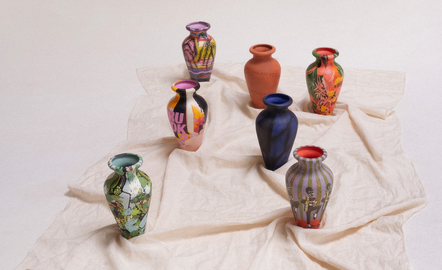 Harland Miller, Hilary Pecis, Adam Pendleton, and Jordan Casteel create limited edition amphorae for charity.