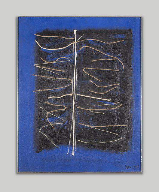 Adja Yunkers - Calligraphy in Blue, Painting
